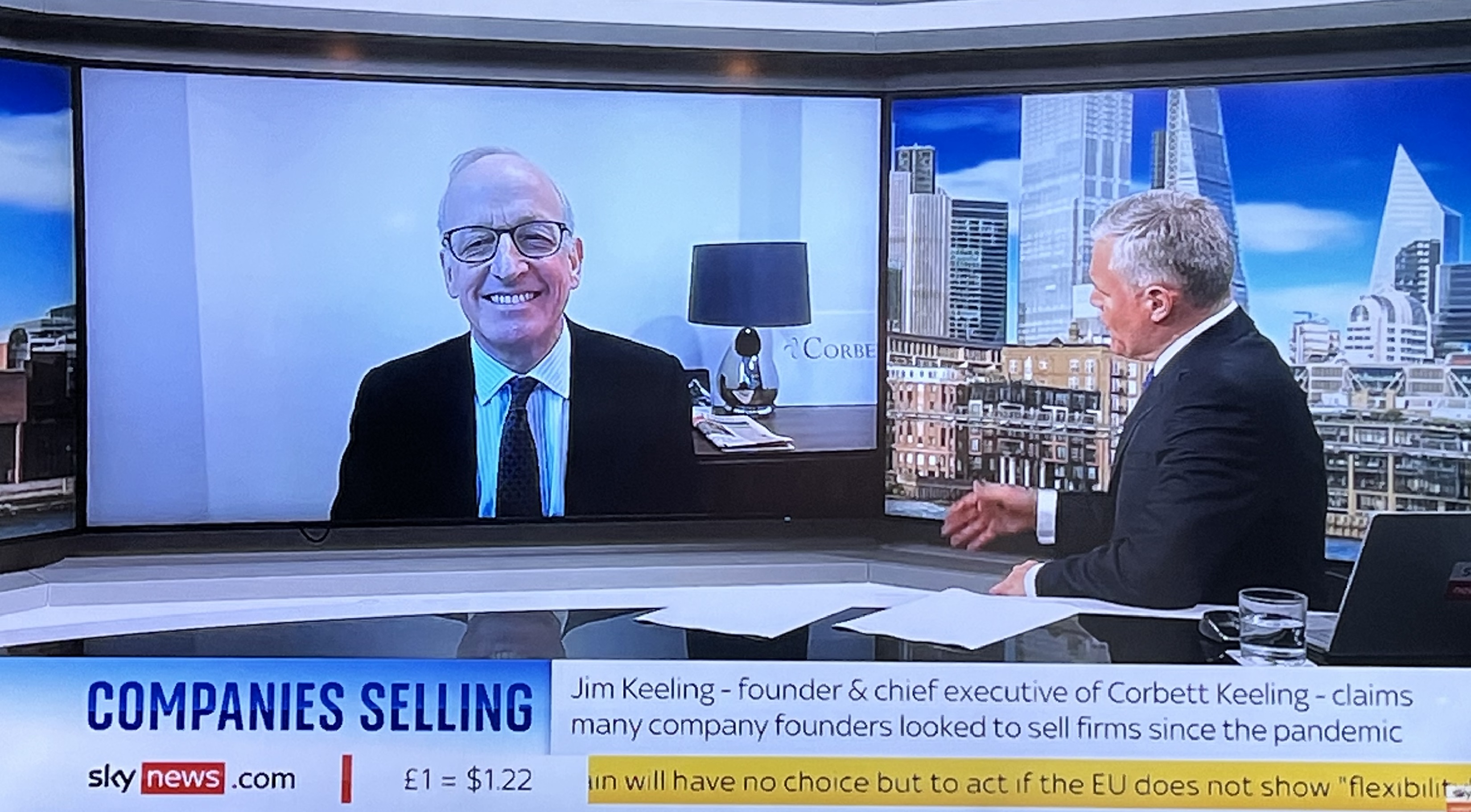 Jim Keeling, CEO of Corbett Keeling Corporate Finance interviewed by Ian King, Sky News